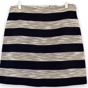 Loft Navy Blue and Tan Mini Pencil Skirt Stripes with Texture size 6
